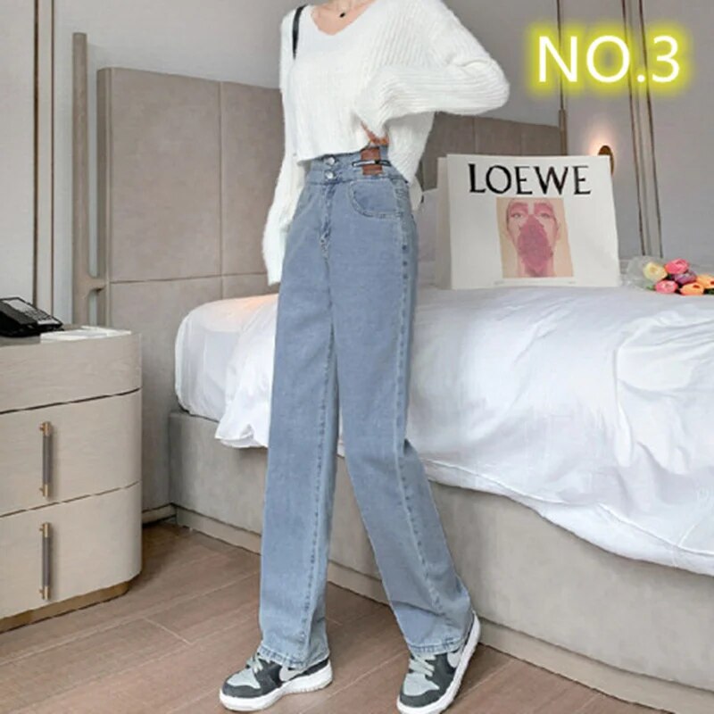 Baggy Jeans Y2k Women's Pants Woman High Waist Female Clothing Streetwear  Korean Fashion Vintage Clothes Denim Straight Leg